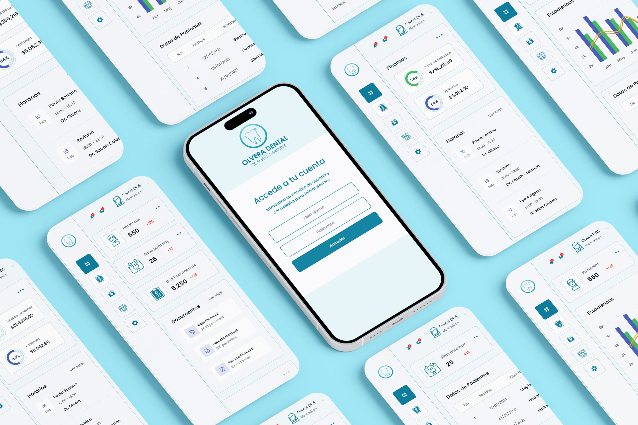 Olvera Dental App mockup